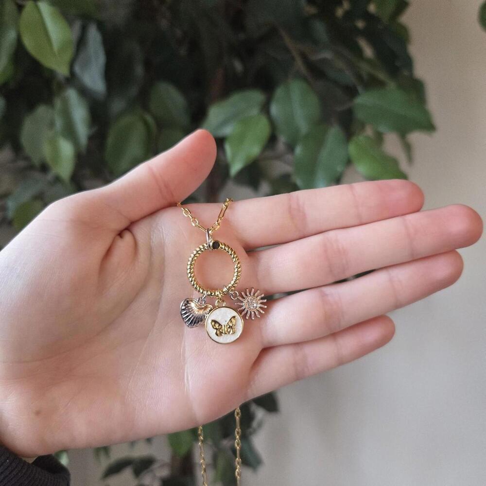 18k Gold Carabiner Charm Necklace
